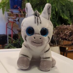 Ty White and Gray Zebra Plush Toy